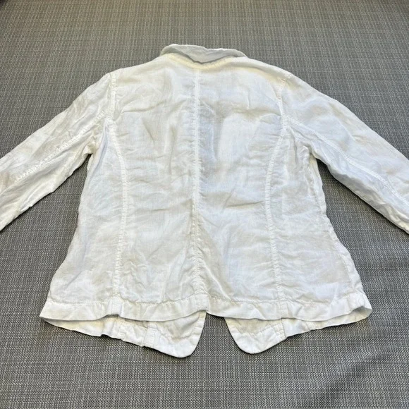 Coastal Euro 100% Linen Blazer Womens Small White Preppy Jacket Caslon - Picture 3 of 8